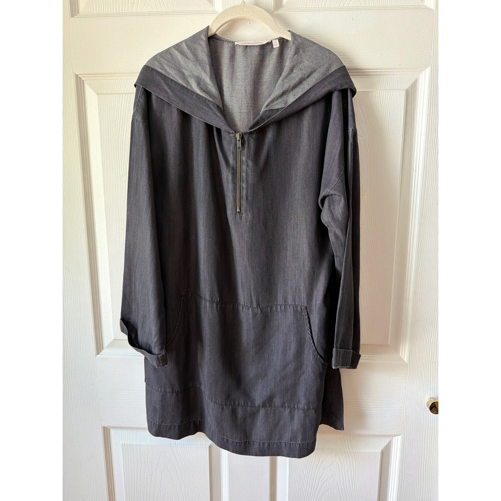 Soft Surroundings Tencel Hooded Tunic S Quarter Zip Kangaroo Pocket Lagenlook